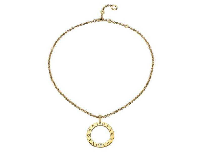 GIROCOLLO CON PENDENTE A CERCHIO IN ORO GIALLO E DIAMANTI BVLGARI BVLGARI BULGARI CL854560